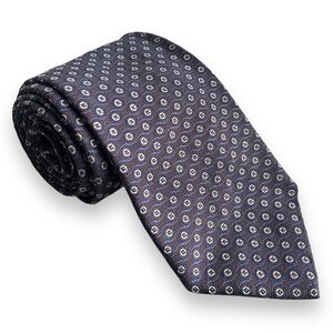 Mark Pendleton Von Maur Brown Navy Geometric Silk Men’s Neck Tie Length 60” W 4”